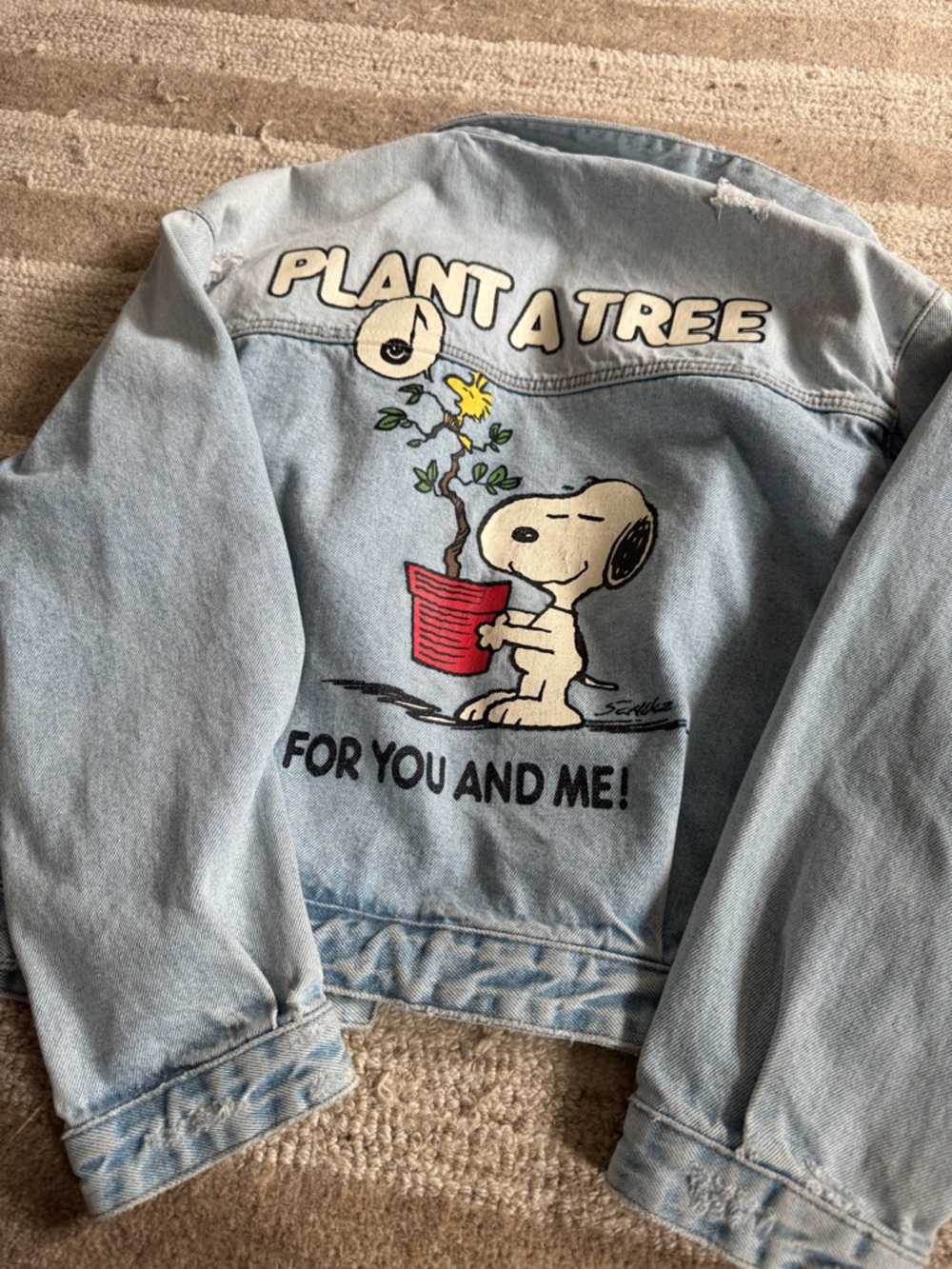 Zara Light Blue Jean Jacket with I ♥ Snoopy Patch - Picture 5 of 5